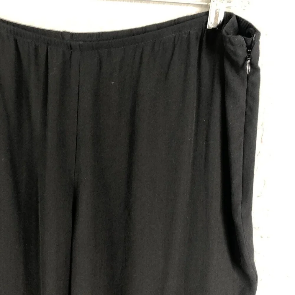Eileen Fisher Silk Pants Womens Extra Large Black Georgette Crepe Career NEW - Picture 9 of 16
